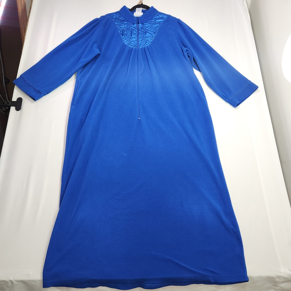 ⭐️Vintage Blair Royal Blue Fleece Lounger Robe Embroidered Large Grandmacore